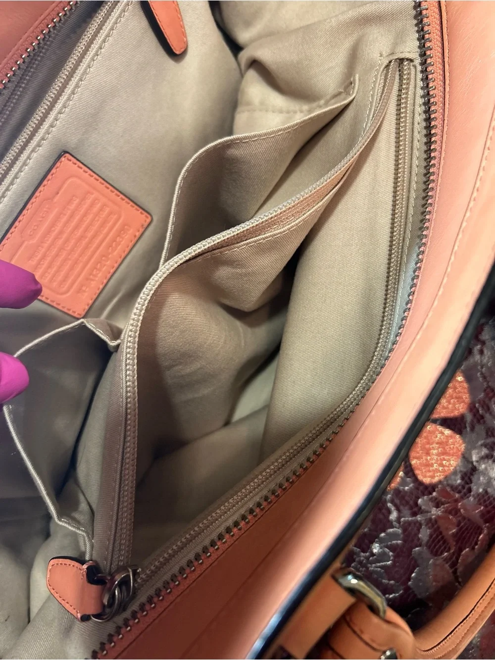 Coach Legacy Perforated Medium Candace Carryall in a coral Leather w Tassels